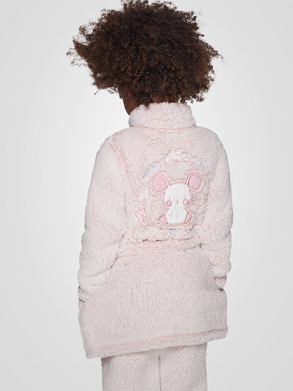 Muydemi vaikiškas chalatas su užtrauktuku "Little Mouse Light Pink - White"