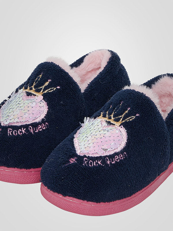 Muydemi vaikiškos šlepetės su auliukais "Rock Queen Navy - Pink - Gold"