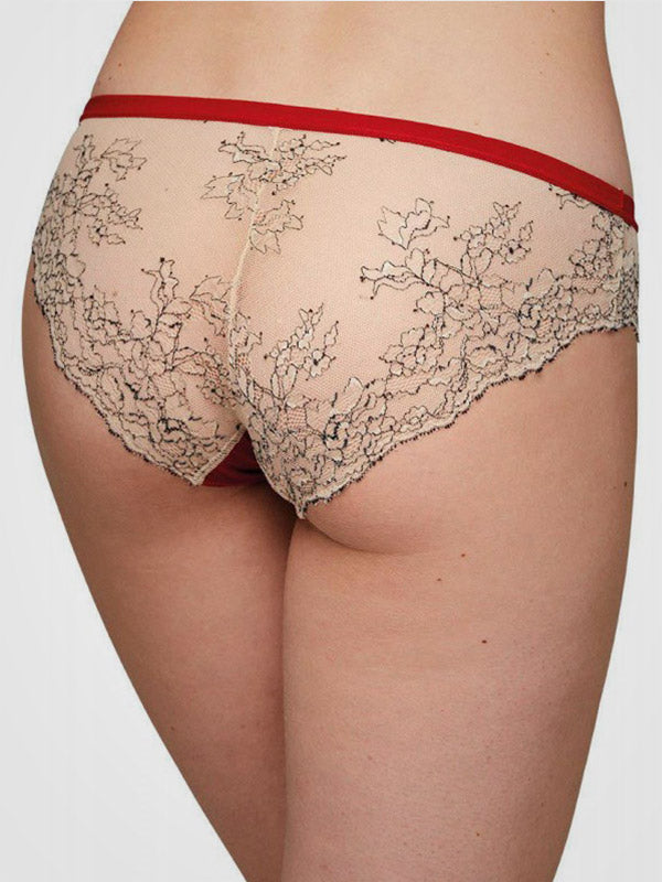 Ysabel Mora puošnios kelnaitės su nėriniais "Marilyn Mini Nude - Red"