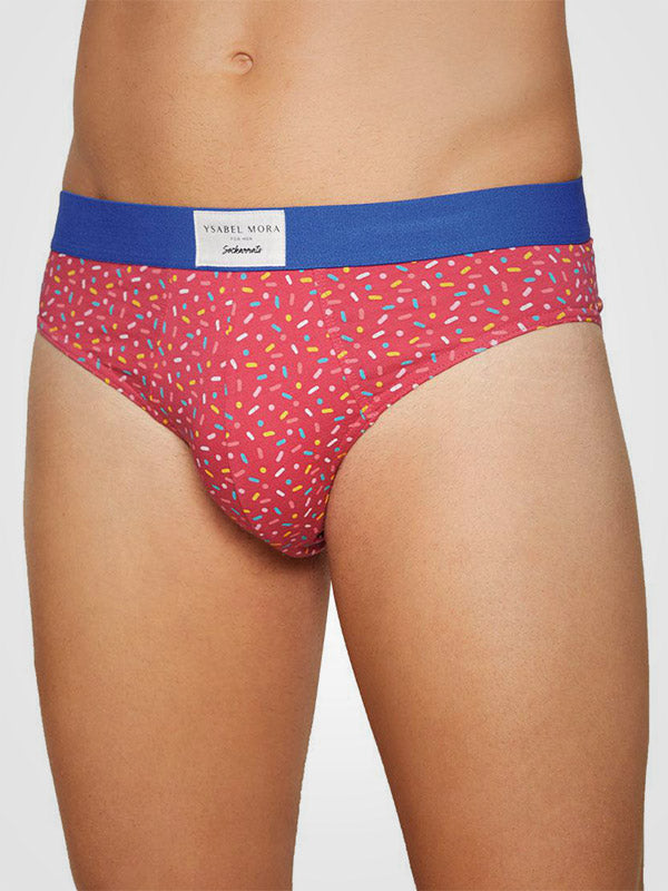 Ysabel Mora 2 vyriškų medvilninių kelnaičių komplektas "Donuts Blue - Red - Multicolor"
