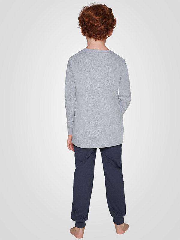 Muydemi medvilninė vaikiška pižama "Football Team Boy Light Grey - Navy"