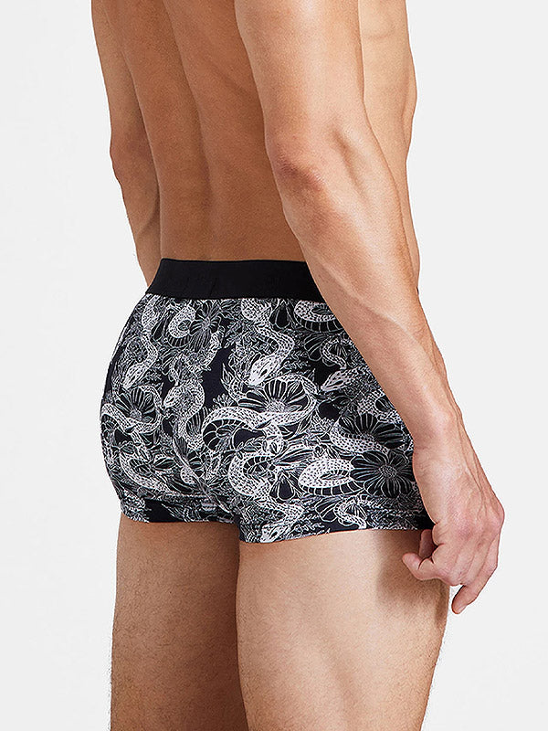Aubade medvilnės ir modalo apatiniai šortukai "Luke Black - White Flower Print"