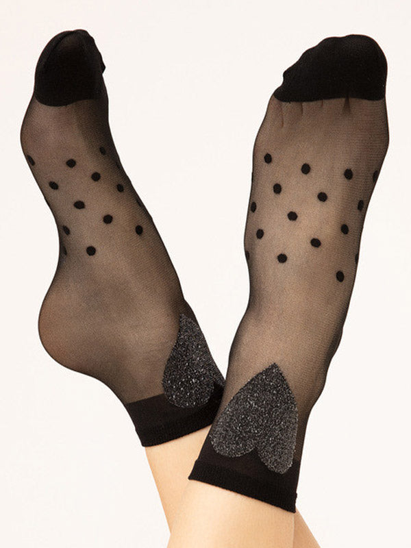 Fiore raštuotos kojinaitės "Fairy Tale 15 Den Black - Silver Lurex"