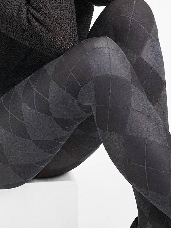 Marilyn 3D mikrofibros raštuotos pėdkelnės "Grace X05 40 Den Black - Melange"