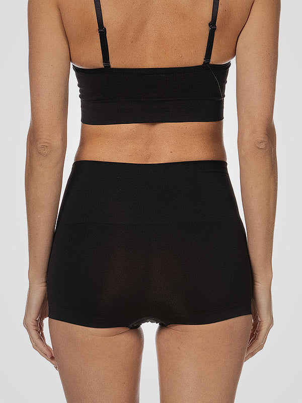 Spanx koreguojantys paaukštinto juosmens šortukai iš perdirbto nailono "Ecocare Black"