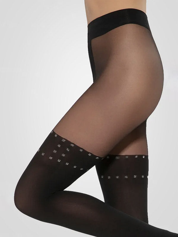Gatta pėdkelnės su kojinių imitacija "Girl Up 43 20-60 Den Black - Silver Lurex"