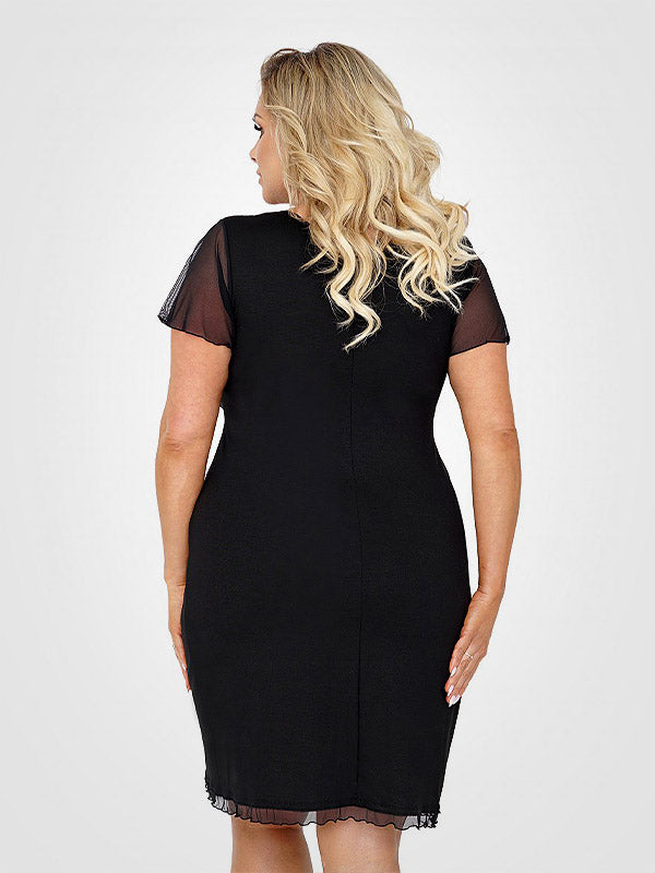 Donna viskoziniai naktiniai su tiuliu "Ivana Plus Black"