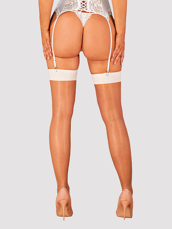 Obsessive prisegamos kojinės "Kendra Nude - White"
