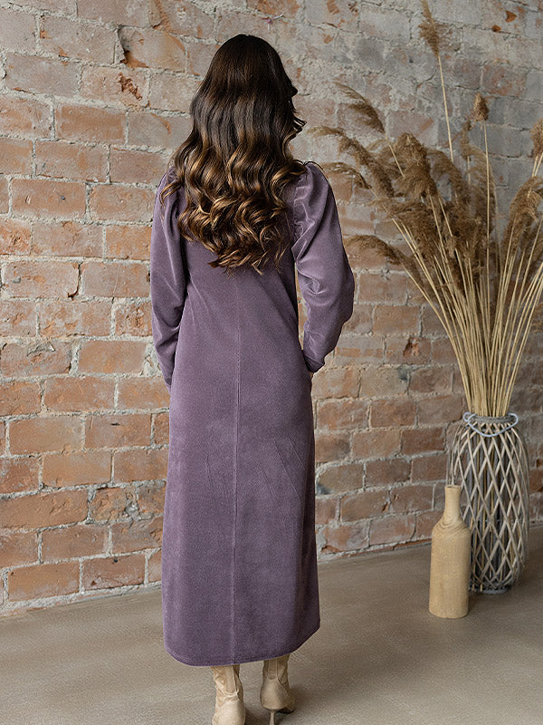 Lega ilga veliūrinė suknelė "Malena Dusty Violet"