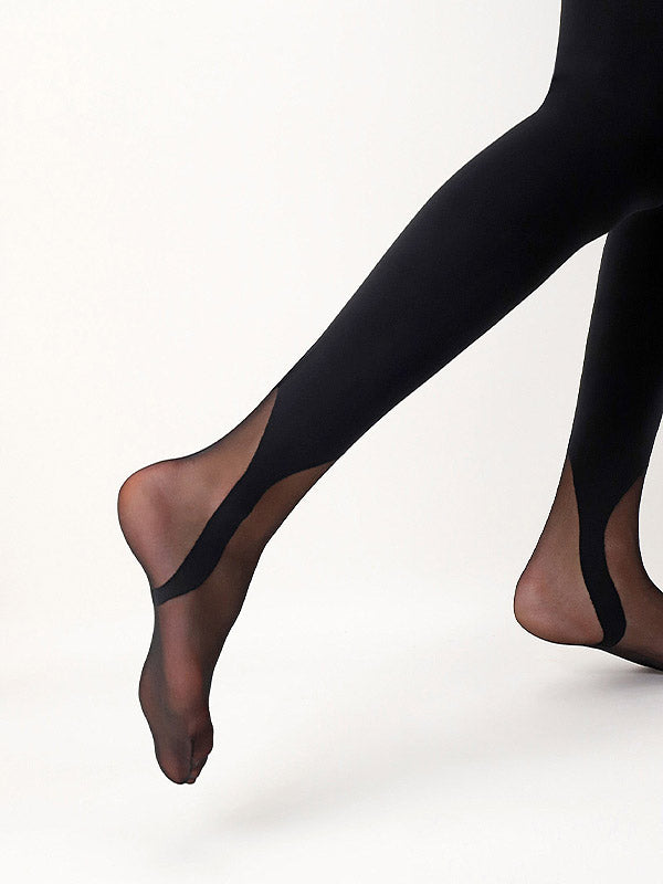 Oroblu neperregimos pėdkelnės su tamprių imitacija "Gaiter 80 Den Black"