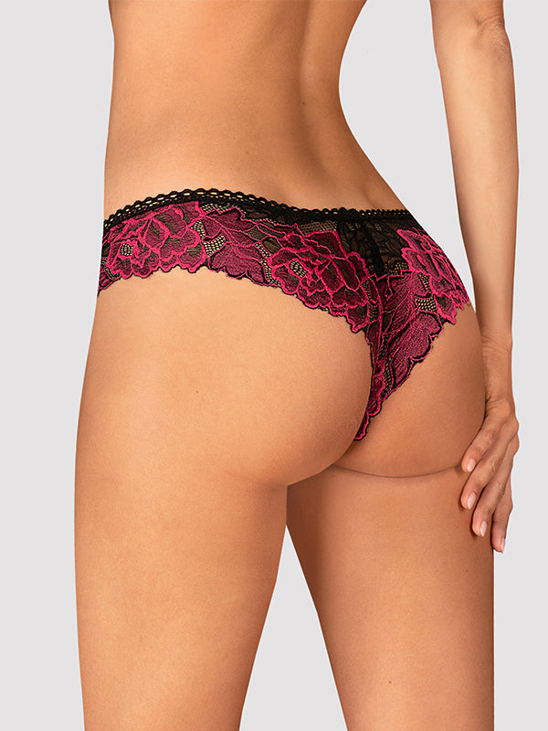 Obsessive nėriniuotos kelnaitės "Rosenty Black - Pink"