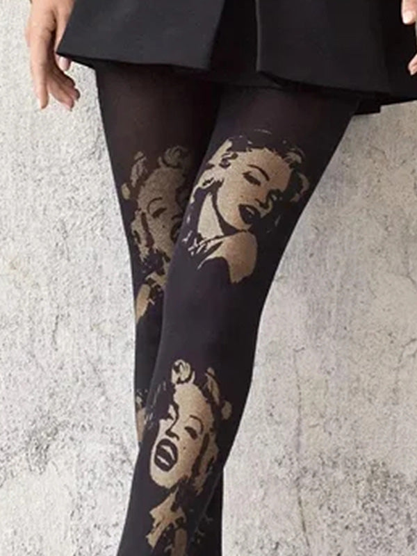 Marilyn raštuotos pėdkelnės "Allure B03 60 Den Black - Gold"