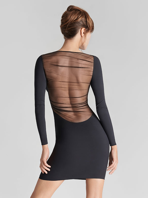 Maison Close mini suknelė su tiulio intarpais "Nuit Fauve 2 Black"