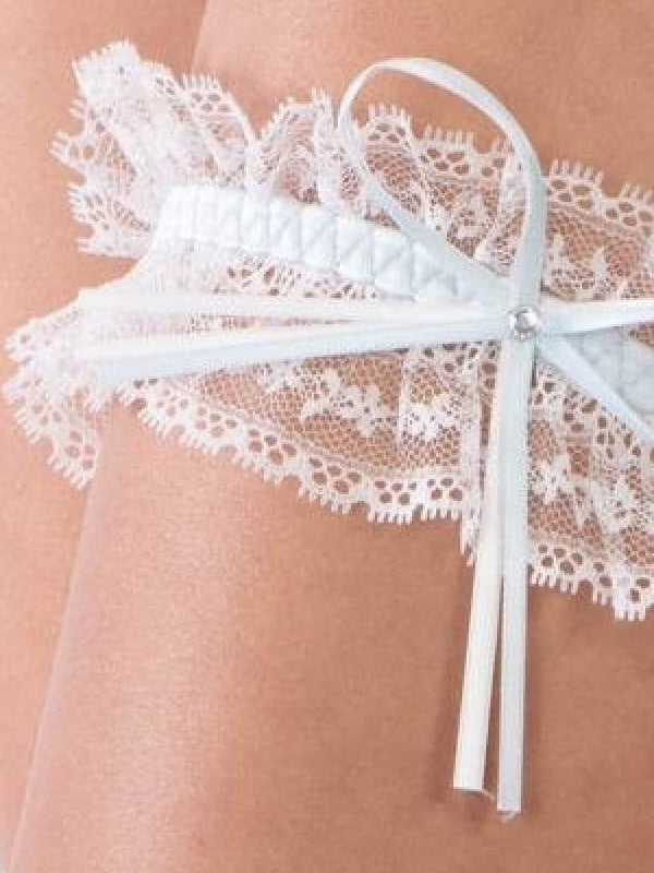 Esotiq nėriniuotas keliaraištis "Valea White - Light Blue"