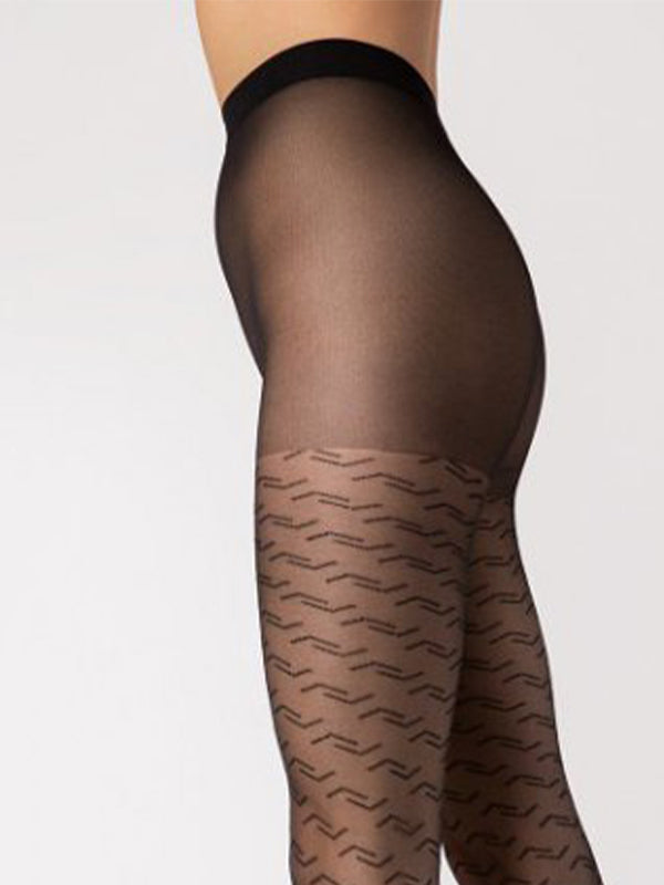 Fiore raštuotos pėdkelnės "Staple 20 Den Black"