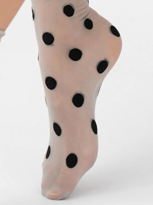 Veneziana taškuotos kojinaitės "Kylie Silver - Black Dots"