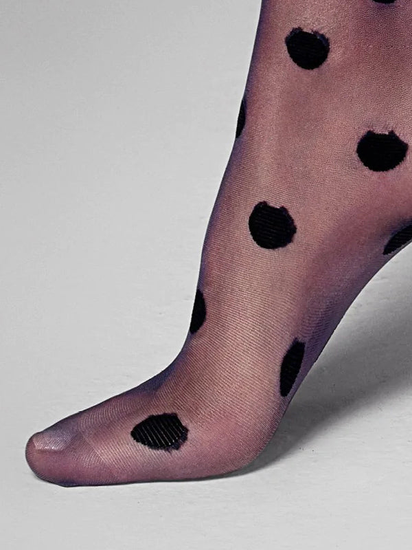 Veneziana taškuotos kojinaitės "Kylie Blue - Black Dots"