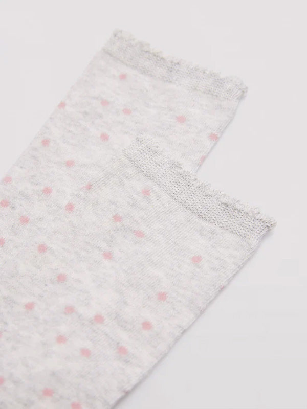 Ysabel Mora spalvotos medvilninės kojinės "Gitana Grey - Pink Dots"