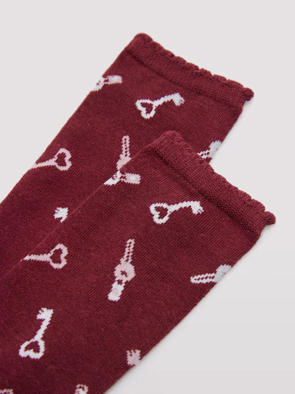 Ysabel Mora spalvotos medvilninės kojinės "Gitana Bordeaux - White"