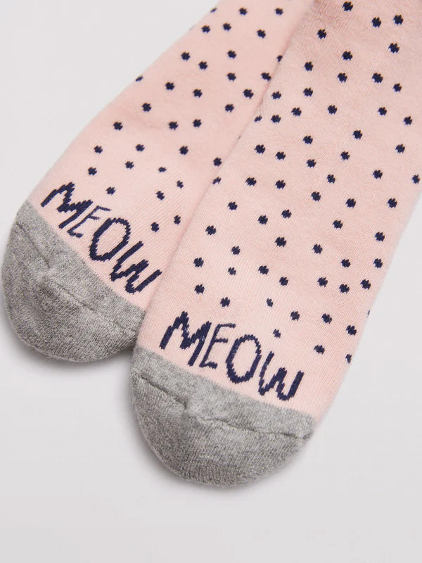 Ysabel Mora medvilninės kojinės "Rona Pink - Navy Dots"