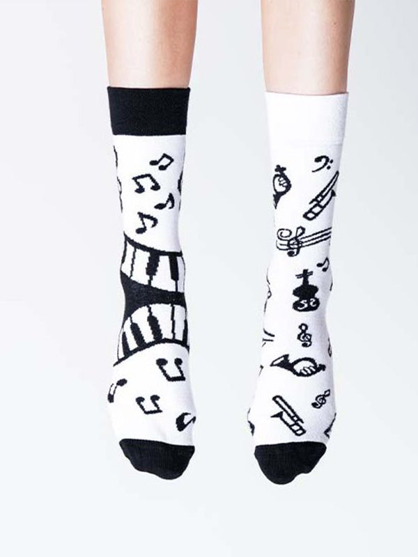 Spalvotos Kojines unisex medvilninės kojinės "Classic White - Black"