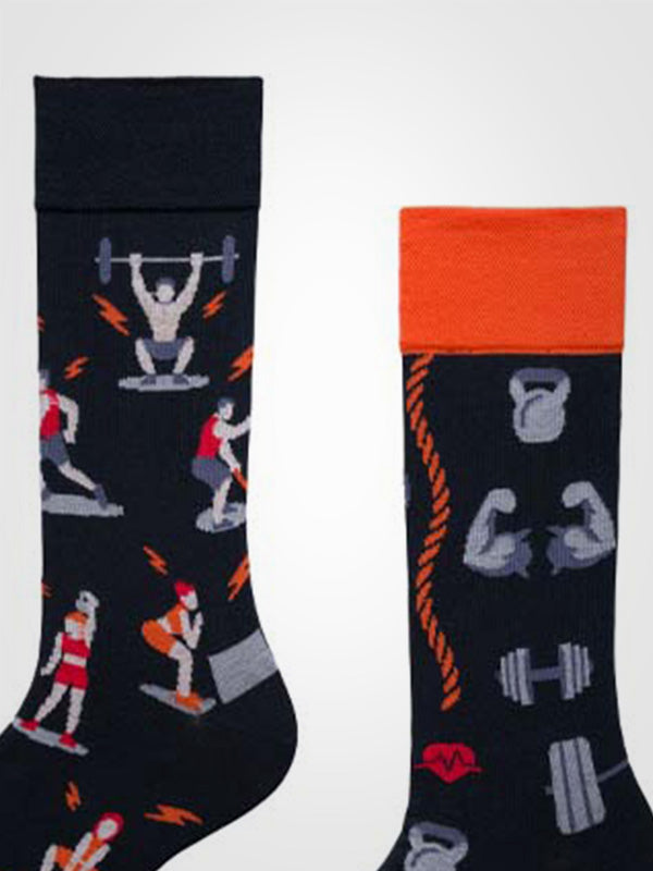 Spalvotos Kojines unisex medvilninės kojinės "Six Pack Black - Orange"