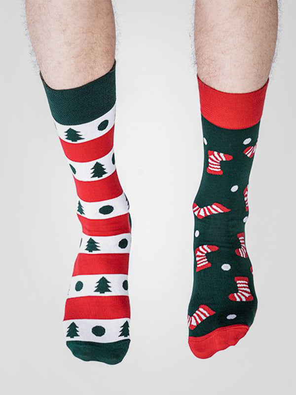 Spalvotos Kojines unisex medvilninės kojinės "Cristmas Green - Red"