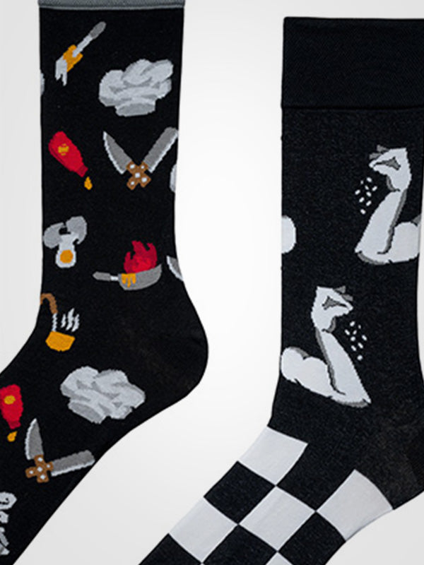 Spalvotos Kojines unisex medvilninės kojinės "Chef's Compliments Black - White"