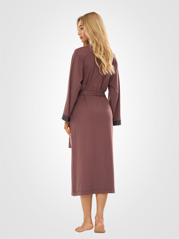 L&L ilgas viskozinis chalatas "Rajana Long Plum - Graphite"