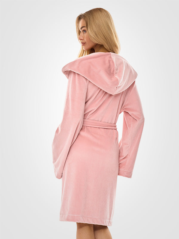 L&L raštuotas chalatas "Luna Pink Velour"