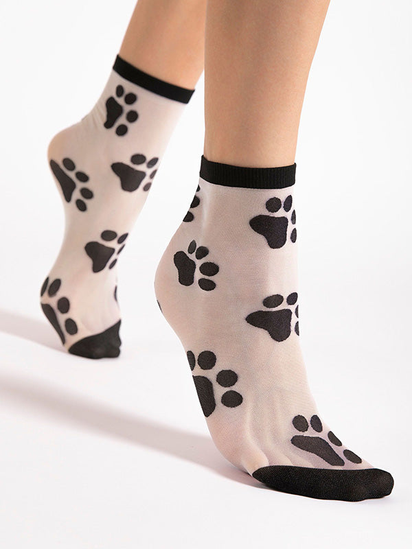 Fiore raštuotos kojinaitės "Pawpaw White - Black"