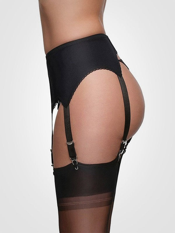 Nylon Dreams 6 dirželių klasikinis prisegamų kojinių diržas "Lace Front Black"