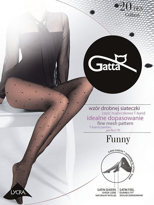 Gatta tinklelio rašto pėdkelnės "Funny Small Dots 20 Den Black"