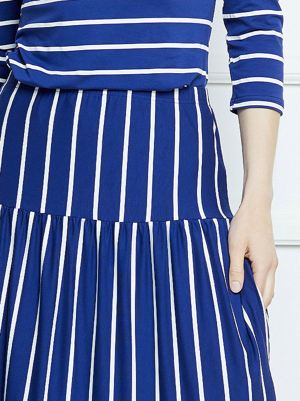 Lega viskozinis sijonas "Silja Blue - White Stripes"
