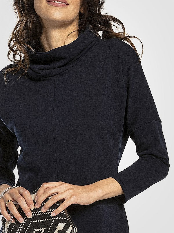 Tessita medvilninė suknelė aukštu kaklu "Loretto Navy"