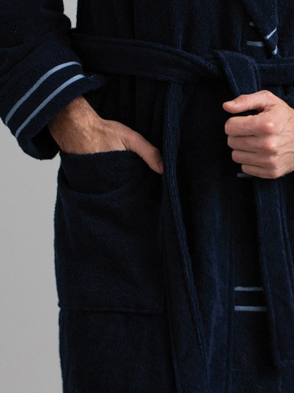 Belmanetti ilgas vyriškas medvilninis chalatas "Raynor Velour Dark Blue"