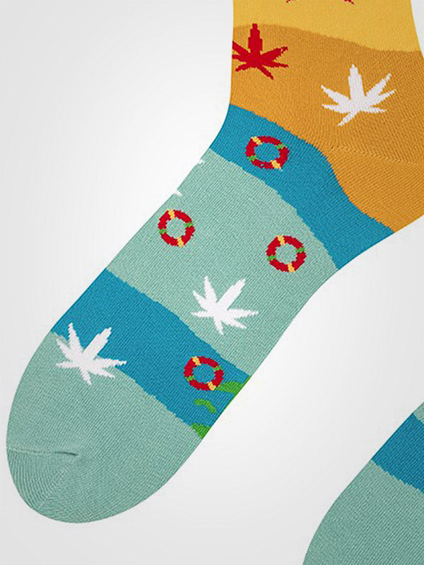 Spalvotos Kojines unisex medvilninės kojinės "Chill Yellow - Blue"