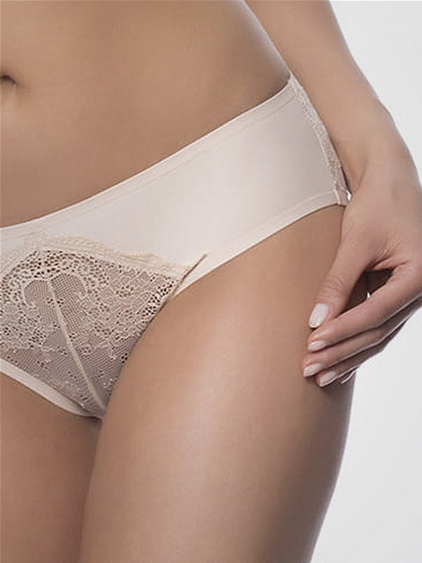 Julimex lazeriu kirptos kelnaitės su nėriniais "Candy Nude"