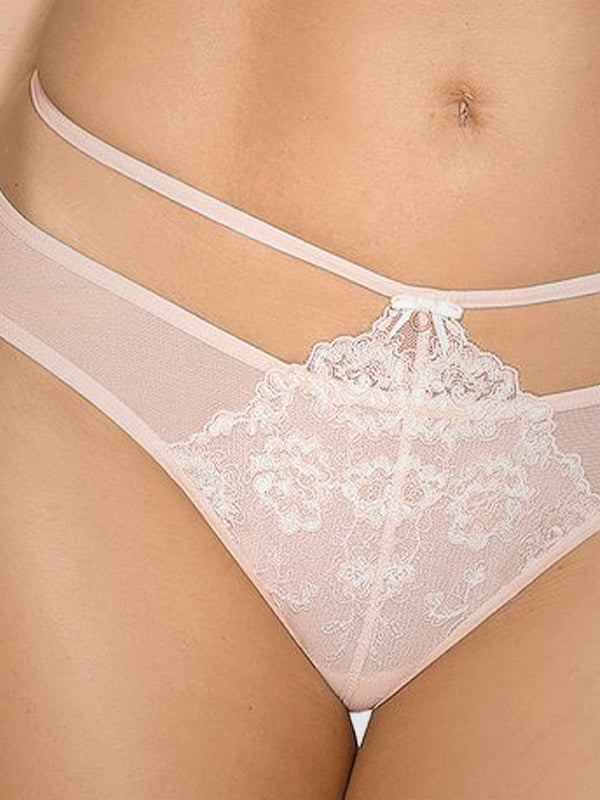 Gorteks nėriniuotos kelnaitės stringai "Camelia Powder Pink"