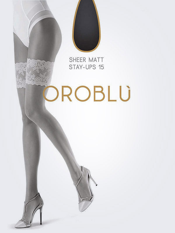 Oroblu matinės prabangios prilipinamos kojinės "Prestige Up 15 Den White Pearl"