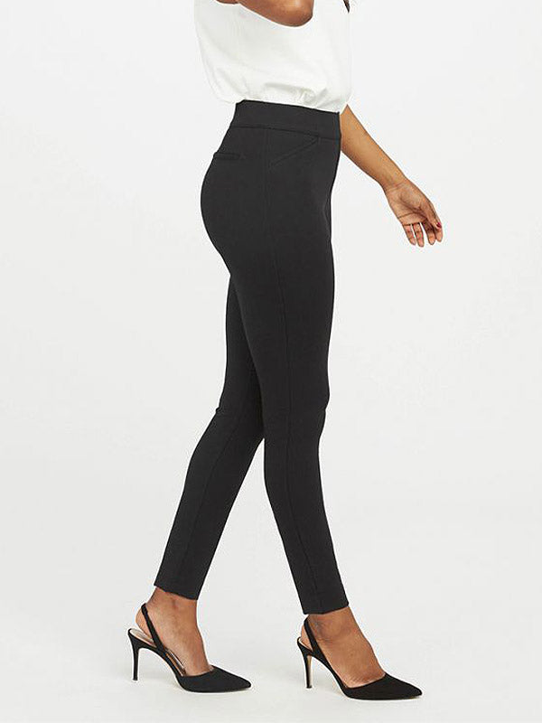 Spanx koreguojančios aukštinto juosmens kelnės "Backseam Skinny in Ponte Black"