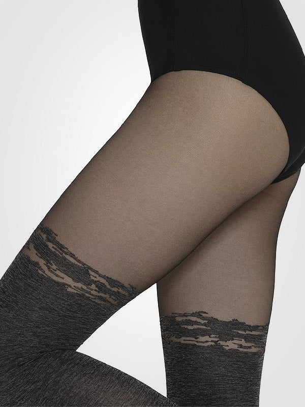 Gatta pėdkelnės su kojinių imitacija "Girl Up 38 20-60 Den Black - Melange"