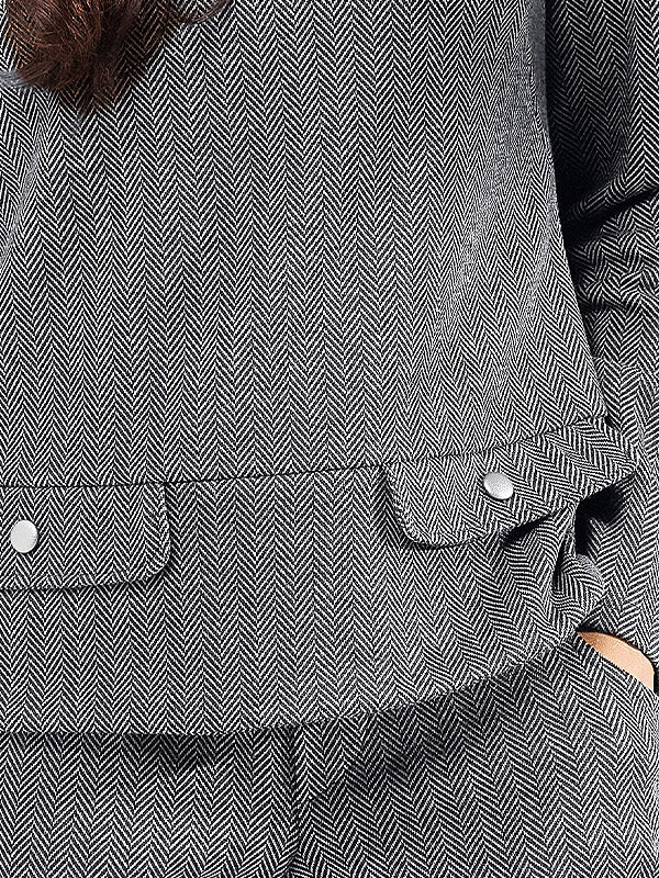 Lega palaidinė "Stella Black - White Chevron Tweed"