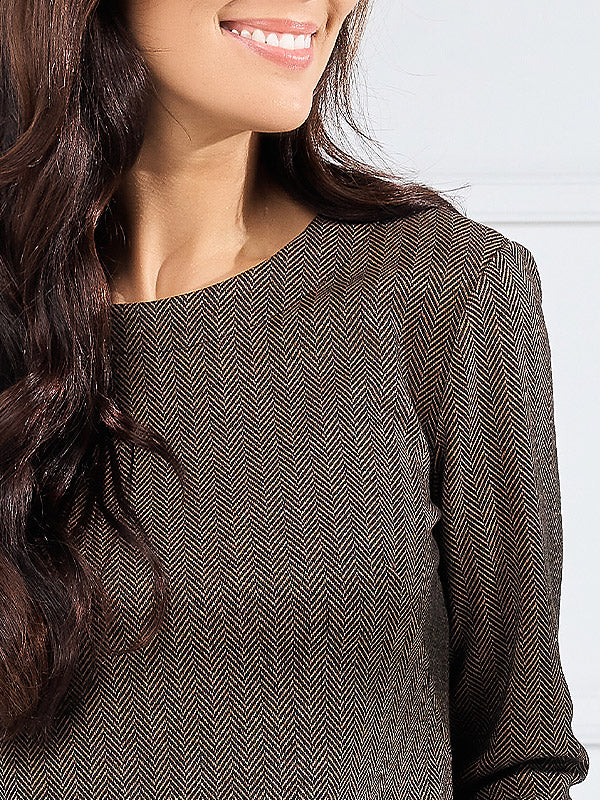 Lega palaidinė "Stella Black - Brown Chevron Tweed"
