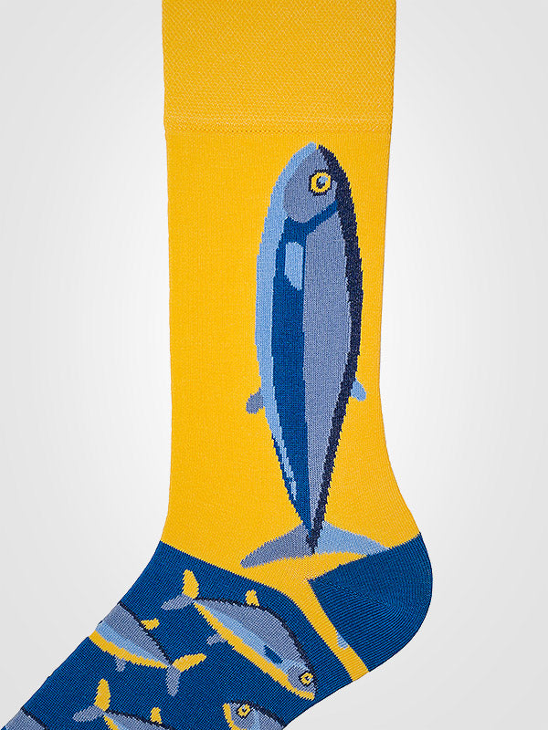 Spalvotos Kojines unisex medvilninės kojinės "Fisherman Identity Yellow - Blue"