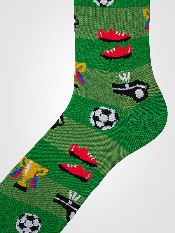 Spalvotos Kojines unisex medvilninės kojinės "Football Fan Green - Blue - Red"