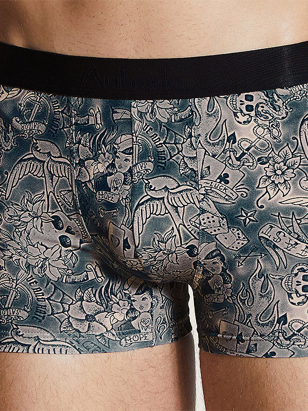 Aubade medvilnės ir modalo apatiniai šortukai "Timothy Brown Old Tattoo Print"
