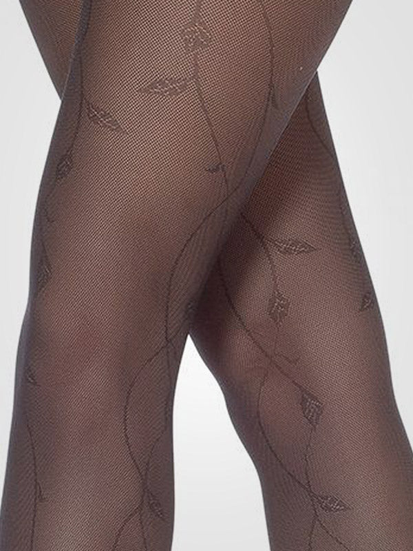 Gatta raštuotos kojinės su prilaikančiu diržu "Babette 01 Black"