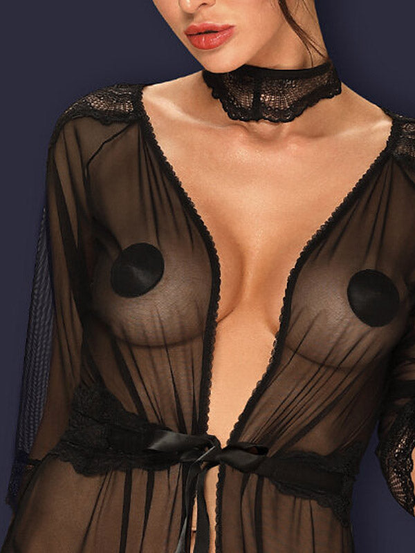 Obsessive perregimas chalatas su nėriniais "Lucita Black"