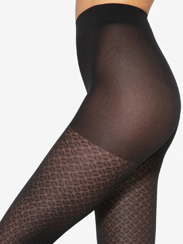 Gatta matinės raštuotos mikrofibros pėdkelnės "Lattice 01 40 Den Black"
